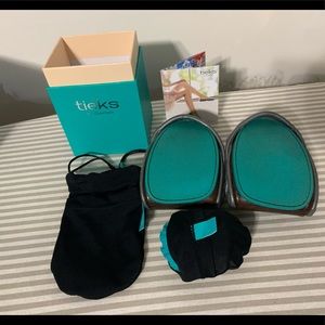 Tieks Metallic Pewter Flats with Box size 8
